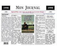 Générique Set de Table année 1990 - Mon Journal - plastifié - Année de Naissance ou Anniversaire - Idéal pour Cadeau