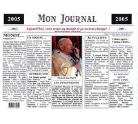 Générique Set de Table année 2005 - Mon Journal - plastifié - Année de Naissance ou Anniversaire - Idéal pour Cadeau