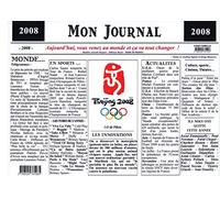 Générique Set de Table année 2008 - Mon Journal - plastifié - Année de Naissance ou Anniversaire - Idéal pour Cadeau