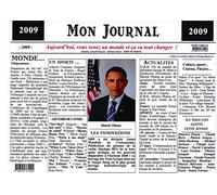 Générique Set de Table année 2009 - Mon Journal - plastifié - Année de Naissance ou Anniversaire - Idéal pour Cadeau