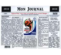 Générique Set de Table année 2010 - Mon Journal - plastifié - Année de Naissance ou Anniversaire - Idéal pour Cadeau