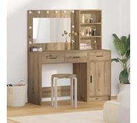 Générique Set de Table de Maquillage 2 Pièces avec LED en Chêne Artisan en Bois d'Ingénierie,Coiffeuses,47.85KG-3334271