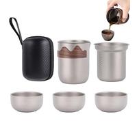 Générique Set De Thé De Voyage En Titane | Kit Théière Camping - Théière Avec Filtre,Pour Camping Pique-Nique Voyage Sur Route Plage Jardin Parc Pêche Concert Extérieur Patio Bureau À