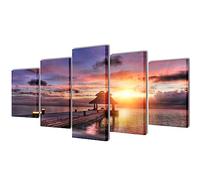 Générique Set de Toiles murales imprimées Plage avec pavillon 100 x 50 cm,Maison & Jardin, Décorations, Œuvres d'art, Affiches, reproductions & œuvres Graphiques, Multicolore (Poids 3.1KG)