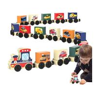 Générique Set de Train en Bois,Jouets d'apprentissage Précoce - Train-Jouet Animaux en Bois - pour Chambre Étude Activité Familiale Maternelle Préscolaire École Garderie Éducation À La Maison