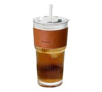 Générique Set De Verres,Bocal Café 600 Ml Avec Couvercle Et Paille - Transparents Avec Joint Silicone Anti-Fuite | Pour Femme Mère Fille Collègues Anniversaire Fête Cuisine Maison Eau Cocktail