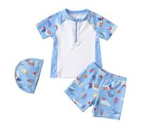 Générique Set Due Pezzi da Bagno Bambino Con Stampa Pesci Cartoon per 2-8 Anni Estate 2026(White, 3-4 Years)