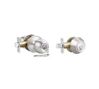 Générique Set Entrée Satin Nickel Bouton Verrou, Même Clé | Porte avant arrière, accès à une lassique moderne, résistant aux intempéries, installation rapide