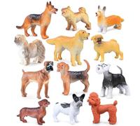 Générique Set of 12 Realistic Mini Dog Figurines, Plastic Puppy Figures, Miniature Dog Toys for Cake Toppers, Cupcake Decor & Easter Eggs
