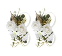 Générique Set of 2 White Artificial Rose Corsage and Boutonniere Set for Wedding Mens Boutonniere for Weddings Flowers for Women Wrist Corsages Ramos de Novia Para Boda for Party Homecoming Ceremony