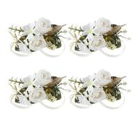 Générique Set of 4 White Artificial Rose Corsage and Boutonniere Set for Wedding Mens Boutonniere for Weddings Flowers for Women Wrist Corsages Ramos de Novia Para Boda for Party Homecoming Ceremony