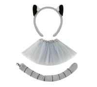 Générique Set Oreilles & Queue Costume Lémurien, Accessoire Déguisement Animal Pour Spectacle Scénique Halloween & Danse Cosplay, Accessoire Fête Carnaval Garçons Filles (Matière Fourrure)