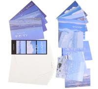 Générique Set Papeterie Papier à Lettres Vintage Bleu Enveloppes Décoratives, Papier Fluide pour Écrire Poèmes et Paroles, Kit Créatif Élégant pour Scrapbooking