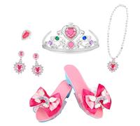 Générique Set Princesse 5 Pièces | ABS, 312g, Chaussures 18cm | Bijoux Jeu Rôle Couronne Collier Bague Boucles Clip | Chaussures Princesse Fille Anniversaire, Déguisement Fête