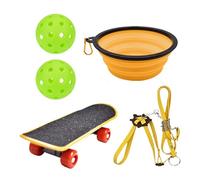 Générique Set Skateboard Tortue - Jouet Éducatif Reptile avec Mini Planche | Ballon Friandise Laisse Réglable Gamelle Pliable pour Lézard Dragon Barbu Gecko Lapin Hamster Perroquet, PP Cuir Silicone