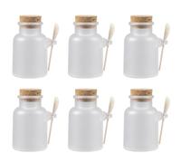 Générique Sets de Flacons Rechargeables en Plastique et Bois Bouchon Étanche Lot de 6 pour Poudre de Masque et Sel de Bain pour Soins Personnels et Salons de Beauté