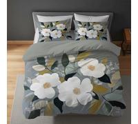 Générique Sets de Housses de couettes, Imprimée Parure de lit - Lavable en Machine Facile à Repasser - Illustration Minimaliste Floral Élégance - Gris Blanc - Set de Housse de Couette(240 x 260)