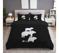 Générique Sets de Housses de couettes, Imprimée Parure de lit - Lavable Machine Facile à Repasser - Abstrait Animaux Silhouettes Jeu - Noir - Set de Housse de Couette(220 x 240 + 65 x 65)