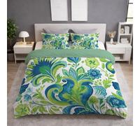 Générique Sets de Housses de couettes, Imprimée Parure de lit - Lavable Machine Facile à Repasser - Abstrait Paisley Vitalité Exquis - Vert - Set de Housse de Couette(200 x 200 + 65 x 65)