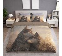 Générique Sets de Housses de couettes, Imprimée Parure de lit - Lavable Machine Facile à Repasser - Fantastique Romantique Loups Couple - Clair - Set de Housse de Couette(150 x 200 + 65 x 65)