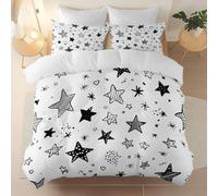 Générique Sets Housse de Couette 200 x 200 cm avec 2 Taies d'oreiller, Microfibre brossée Toutes Saisons Crème Parure de Lit - Minimaliste Graffiti Mignon Étoiles Housse de Couette imprimée