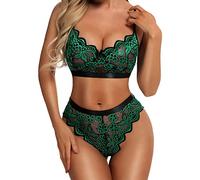Générique Sexy Nuisette Slip Slip avec String Soutien-Gorge Push-Up Décolleté en V Sexy Rouge Dentelle Lingerie Underwear Ensemble Lingeri Cosplay