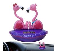 Générique Shaking Head Flamingo - Desktop Car Decor Toy, Vibrant Solar Figurine Provides Cheerful Motion for Interior Decoration | Ideal for Office Desks, Cars, Homes, and Romantic Gifting, 12x11cm