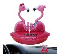 Générique Shaking Head Flamingo - Desktop Car Decor Toy, Vibrant Solar Figurine Provides Cheerful Motion for Interior Decoration | Ideal for Office Desks, Cars, Homes, and Romantic Gifting, 12x11cm