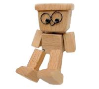 Générique Shaking Wooden Man Figurine, Creative Desktop Statue, 3.15x1.97 inches Car Dashboard Decor, Wooden Toy Figure, Ideal for Home, Study, Living Room, and Shelf Display Decoration