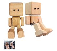 Générique Shaking Wooden Man Figurine,Handmade Shaking Feet Wooden Doll, Funny W-ooden Doll Car Dashboard Decorations S-haking, Portable Handmade Shakinges Feet Woodenes Dolls (2PCS4)