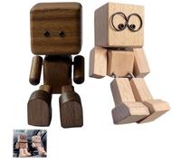 Générique Shaking Wooden Man Figurine,Handmade Shaking Feet Wooden Doll, Funny W-ooden Doll Car Dashboard Decorations S-haking, Portable Handmade Shakinges Feet Woodenes Dolls (2PCS1)