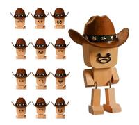 Générique Shaking Wooden Man Figurine - Shaking Figurine | Car Dashboard Ornament | Magnetic Expression Cowboy Ornament with Hat | Funny Western Sttyle Desktop Swinging Doll Gift