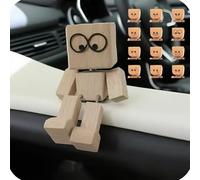Générique Shaking Wooden Man Figurine, with 12PCS Magnetic Expressions Charming Little Wooden Figure That Sways, Shake Your Feet Happily Wood Toy, Reative Car Dashboard Decorations (Square)