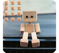 Générique Shaking Wooden Man Figurine, with 12PCS Magnetic Expressions Charming Little Wooden Figure That Sways, Shake Your Feet Happily Wood Toy, Reative Car Dashboard Decorations (U-Shaped)