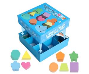 Générique Shape Sorter - Boîte de Tri en Bois avec 9 Cases de Couleurs et Formes | Développement de la Motricité Fine pour d'Âge Préscolaire Maison et Voyage