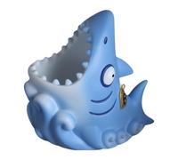 Générique Shark Storage Box - Bathroom Organizer Holder for Kids | Resin with Multi Compartment Design, Safe Toothbrush Stand, Indoor Kitchen Accessory, Fun Blue Container for Boy, Girl