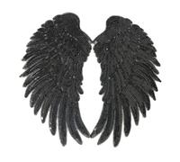 Générique Sharplace 1 Paire Patchs Thermocollant Forme d'Aile pour Decoration de Vetement, Noir