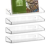 Générique Shelves for Room Wall - Clear Acrylic Floating Organizer Display Rack for Makeup | Invisible Storage Ledge with Polished Safety Edges & Easy Mounting Hardware for Book, Perfume and Decor