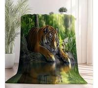 Générique Sherpa Couverture 80x150 cm Tigre Imprimé, Moderne Luxe Animal Enfants Couverture décorative couvertures Polyvalente Confortable Douce Chaude légère pour canapé-lit