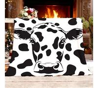 Générique Sherpa Polaire Flanelle Animaux Vaches Texture Chaude Douce Moelleuse Couverture de Lit Couvre-lit Jeté de Canapé Noir Et Blanc Couverture Convient Adulte et Enfant XL 130x150cm