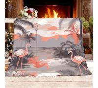 Générique Sherpa Polaire Flanelle Plante Feuille Flamant Chaude Douce Moelleuse Couverture de Lit Couvre-lit Jeté de Canapé Gris Couverture Convient Adulte et Enfant XXL 180x200cm