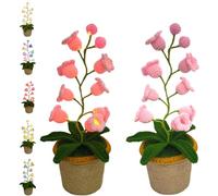 Générique Shimmernest Lilyglow Flowers, Eternalbloom Lily Night Lamp of The Valley Lamp, Crochet Artificial Flower with 7 Little Night Lights,Crocheted Creative Desktop Ornaments (Pink warm light)