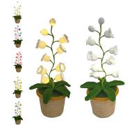 Générique Shimmernest Lilyglow Flowers, Eternalbloom Lily Night Lamp of The Valley Lamp, Crochet Artificial Flower with 7 Little Night Lights,Crocheted Creative Desktop Ornaments (White warm light)