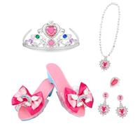 Générique Shining Rhinestone Inlay - Royal Dress Up Shoes, Non Slip Sole for Safe Playtime, 5 Piece Jewelry Set, Princess Role Play Kit with Adjustable Sparkling Silver Tiara, Creative Costume Set