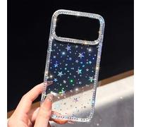 Générique Shiny Little Stars Glitter Diamond Clear Phone Case for iPhone, Bling Diamond Star Clear Glitter Sparkle Anti-Drop Full Protection for iPhone17/16/15 Pro Max (Stars,15Pro)