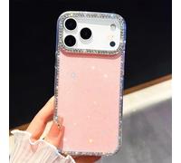Générique Shiny Little Stars Glitter Diamond Clear Phone Case for iPhone, Bling Diamond Star Clear Glitter Sparkle Anti-Drop Full Protection for iPhone17/16/15 Pro Max (Pink,17Air)