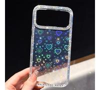 Générique Shiny Little Stars Glitter Diamond Clear Phone Case for iPhone, Bling Diamond Star Clear Glitter Sparkle Anti-Drop Full Protection for iPhone17/16/15 Pro Max (Love Heart,15Pro)