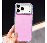 Générique Shiny Little Stars Glitter Diamond Clear Phone Case for iPhone, Bling Diamond Star Clear Glitter Sparkle Anti-Drop Full Protection for iPhone17/16/15 Pro Max (Purple,17)