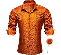 Générique Shirt Chemises Mardi Gras Disco Costume Chemise Pirate Homme Grande Taille Paillette Tenue Habillées Col Pelle a Tarte T-Shirt H-Orange XL