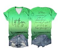 Générique -Shirt Manches Courtes col en V pour Femmes, décontracté, imprimé Double dégradé, Laissez-Les Mal Vous Comprendre (Green, XXXL)